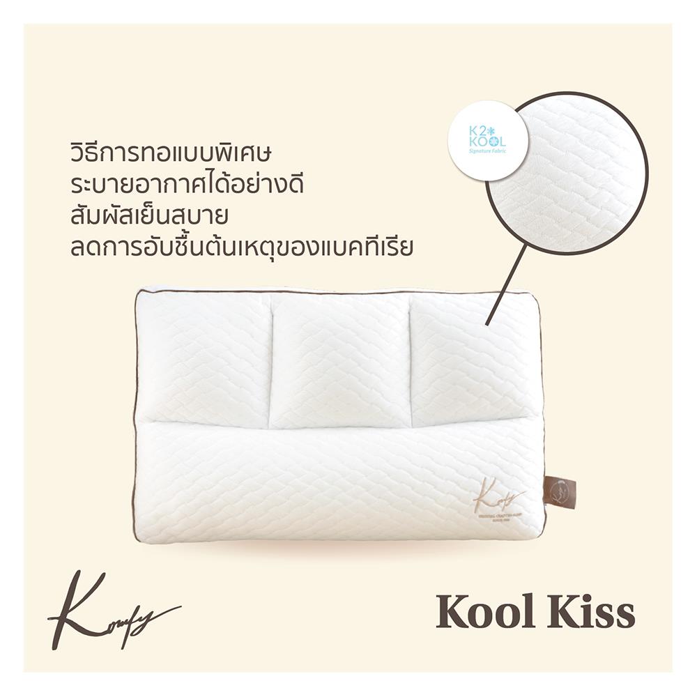 หมอนสุขภาพ ใยสังเคราะห์ KOMFY KOOL KISS ไซส์ L 16x27 นิ้ว สีขาว