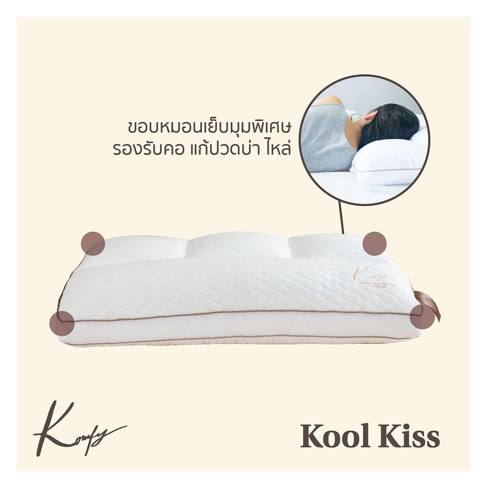 หมอนสุขภาพ ใยสังเคราะห์ KOMFY KOOL KISS ไซส์ L 16x27 นิ้ว สีขาว