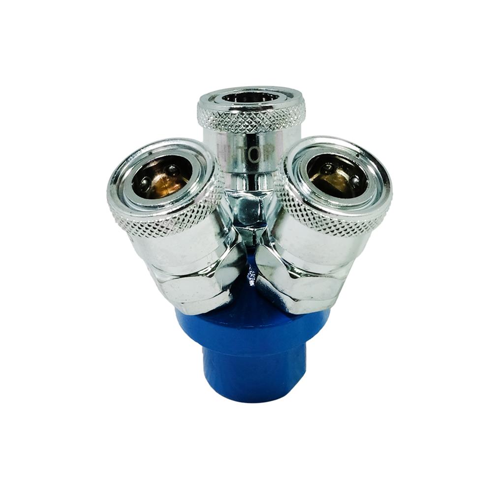 ข้อต่อลม 3 ทาง กลม HI-TOP SMY สีเงิน