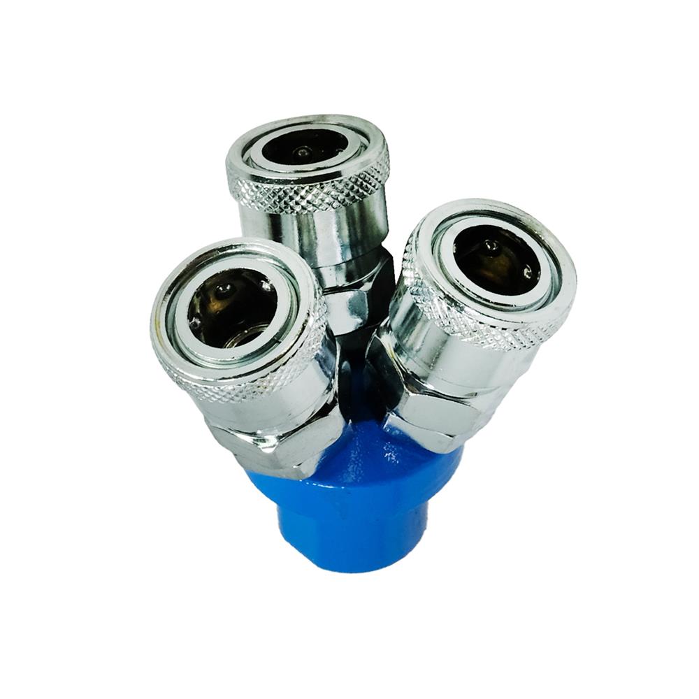 ข้อต่อลม 3 ทาง กลม HI-TOP SMY สีเงิน