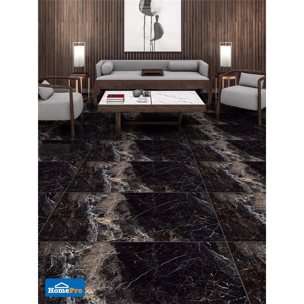 กระเบื้องพื้นพอร์ซเลน 80x160 ซม. TARA บาร์คลีย์ แบล็ค A 2.56 ตร.ม.