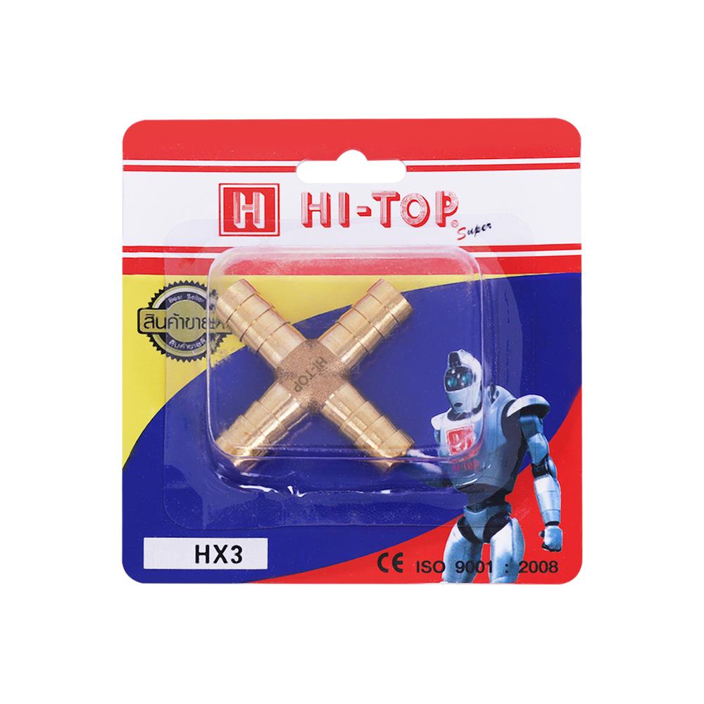 ข้อต่อหางปลา 4 ทาง HI-TOP HX 3 3 หุน (3/8 นิ้ว) สีทอง