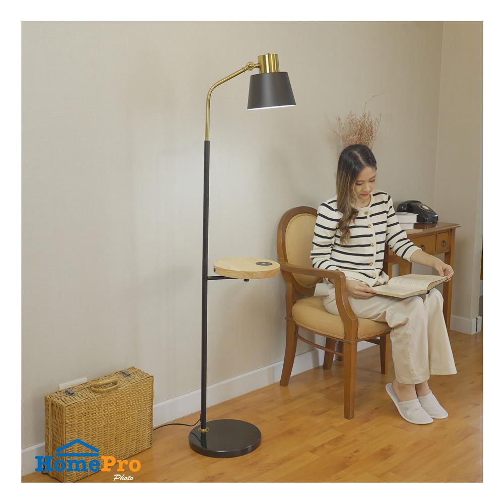 ไฟตั้งพื้น CARINI L711 สีทองรมดำ/ดำ/ลายไม้