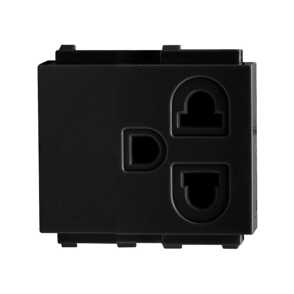 เต้ารับเดี่ยว 3 ขา+ม่านนิรภัย EVE 589810 สีดำ