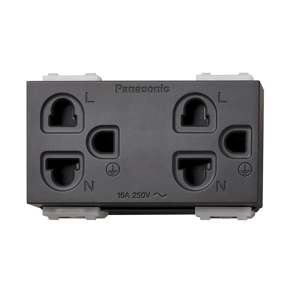 เต้ารับคู่ 3 ขา มีม่านนิรภัย PANASONIC WEGN 15829H สีเทา