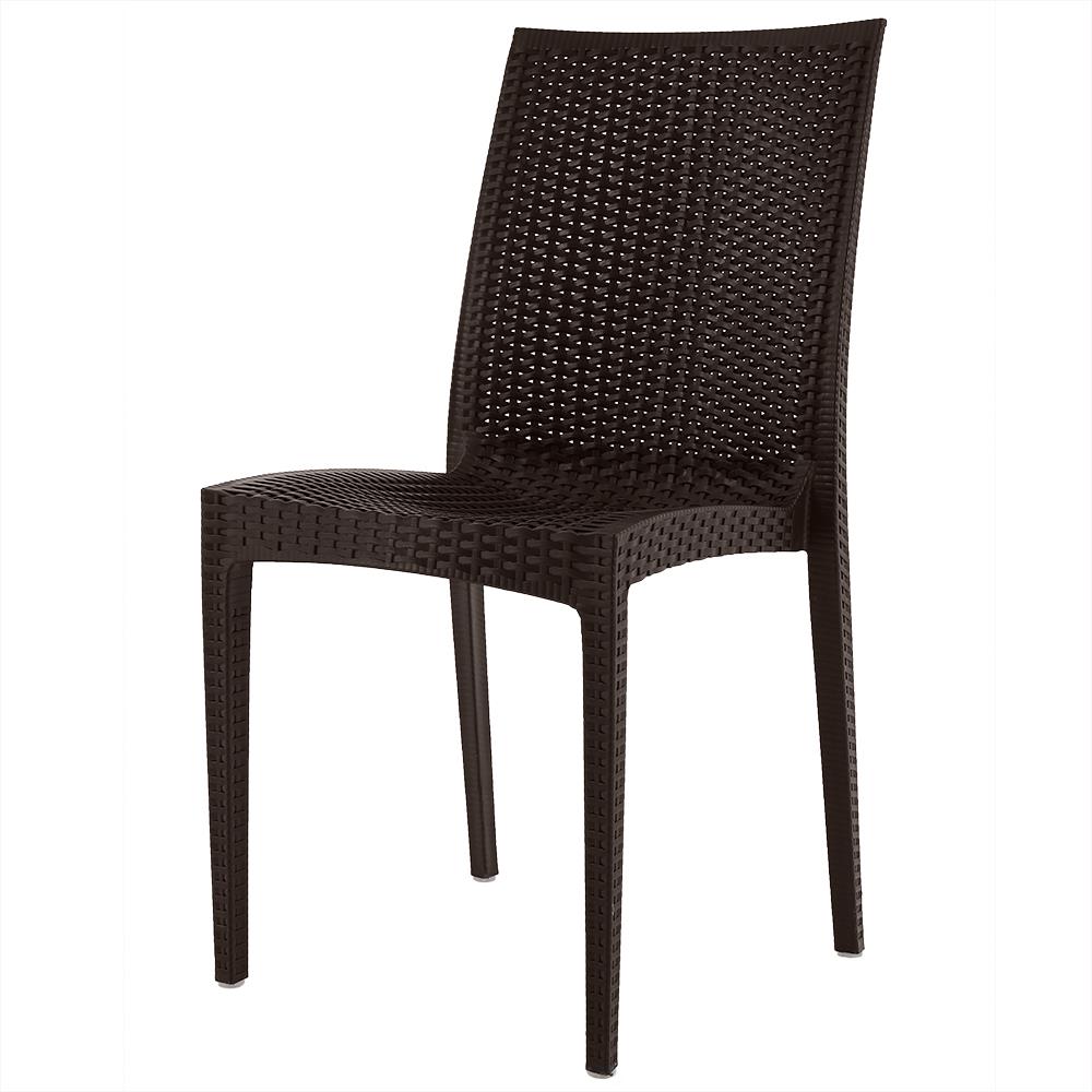 เก้าอี้พลาสติกลายหวาย SPRING RATTAN สีน้ำตาล