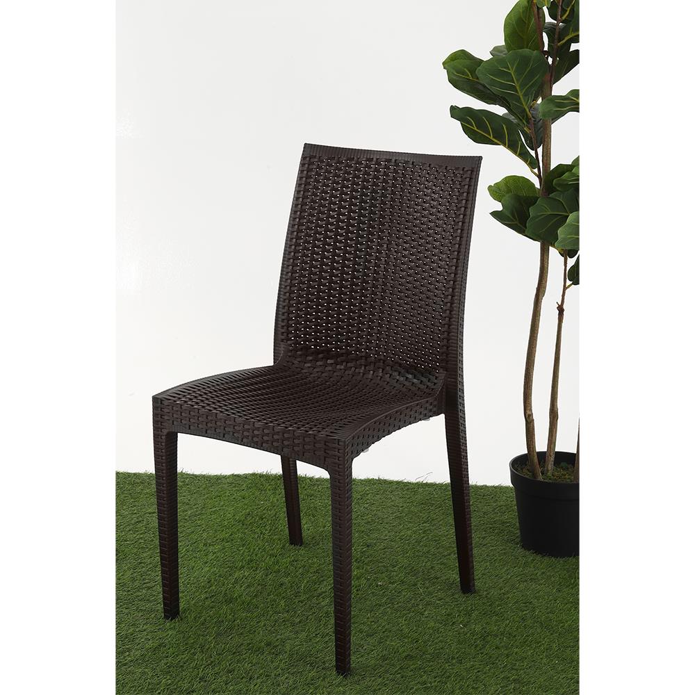เก้าอี้พลาสติกลายหวาย SPRING RATTAN สีน้ำตาล