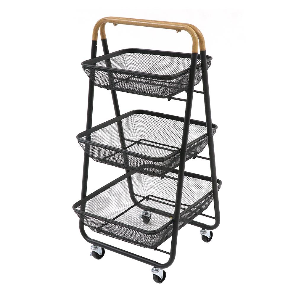 ชั้นวางของ 3 ชั้น มีล้อ STACKO MOKU 42x48x88 ซม. สีดำ