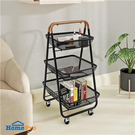 ชั้นวางของ 3 ชั้น มีล้อ STACKO MOKU 42x48x88 ซม. สีดำ_4