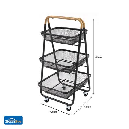 ชั้นวางของ 3 ชั้น มีล้อ STACKO MOKU 42x48x88 ซม. สีดำ_5