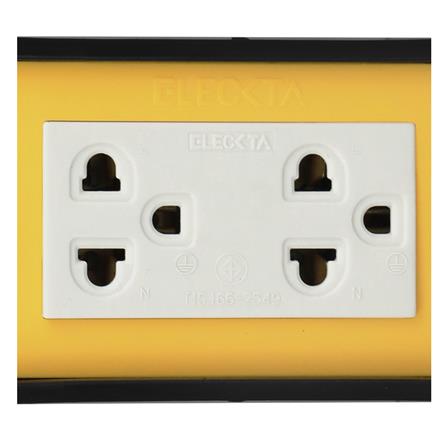 บล็อกยาง 2x4 พร้อมปลั๊กกราวด์คู่ 2 ช่อง ELECKTA V-093 สีเหลือง_2