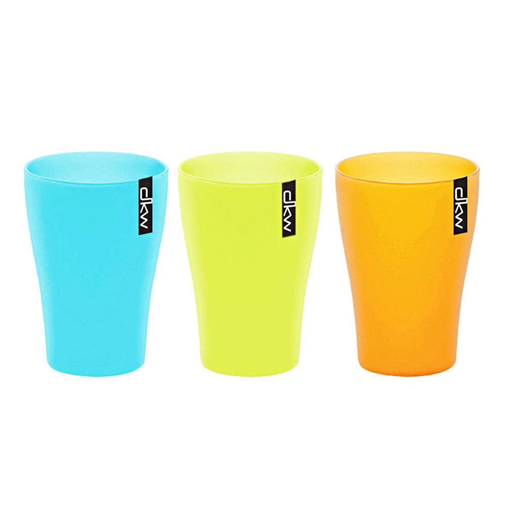 แก้วน้ำ PP 360ml DKW SLIM แพ็ค 2 ใบ ฟ้า เขียว ส้ม