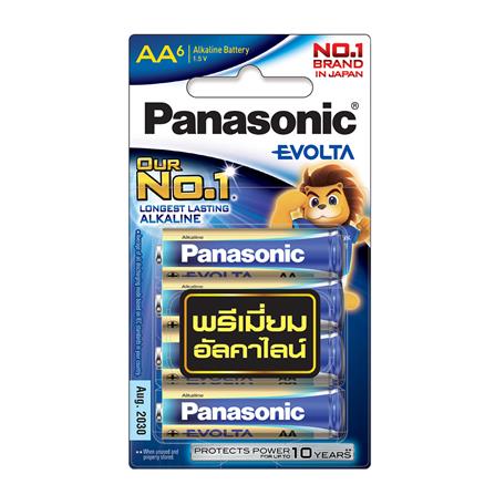 ถ่านอัลคาไลน์ PANASONIC AA EVOLTA แพ็ก 6 ก้อน