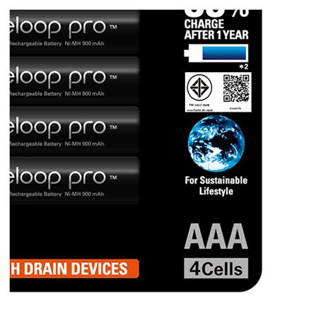 ถ่านชาร์จ PANASONIC AAA ENELOOP 3HCCE แพ็ก 4 ก้อน สีดำ_1