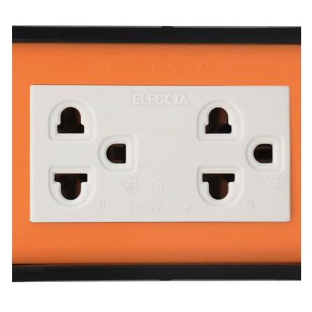 บล็อกยาง 2x4 พร้อมปลั๊กกราวด์คู่ 2 ช่อง ELECKTA V-093 สีส้ม_2