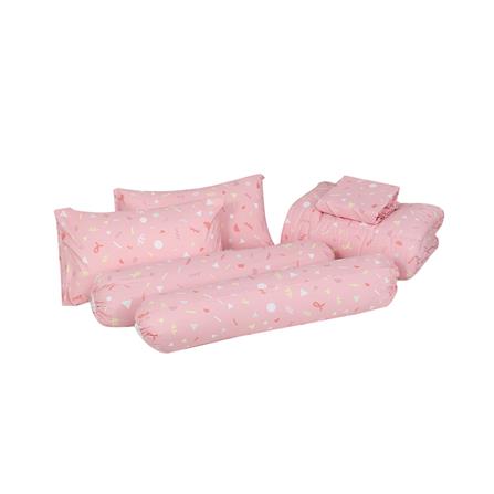 ชุดผ้าปูที่นอน 6 ฟุต 6 ชิ้น ME LIVING PARTY สีชมพู_2