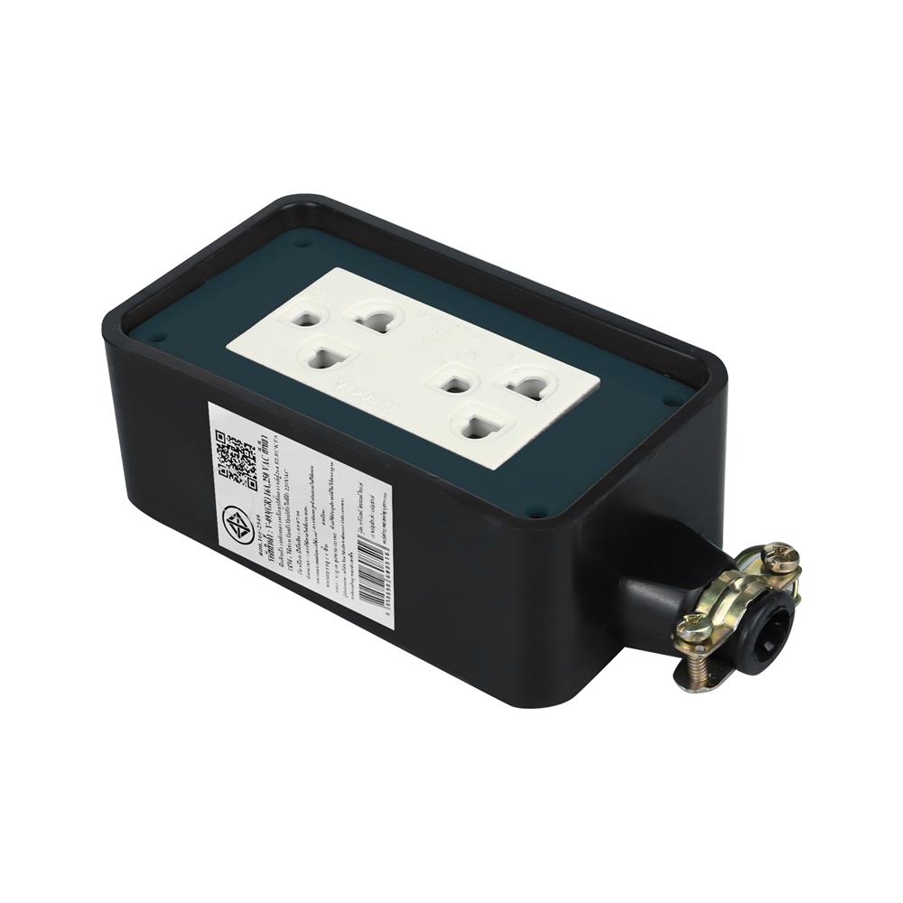 บล็อกยาง 2x4 พร้อมปลั๊กกราวด์คู่ 2 ช่อง ELECKTA V-093 สีเขียว