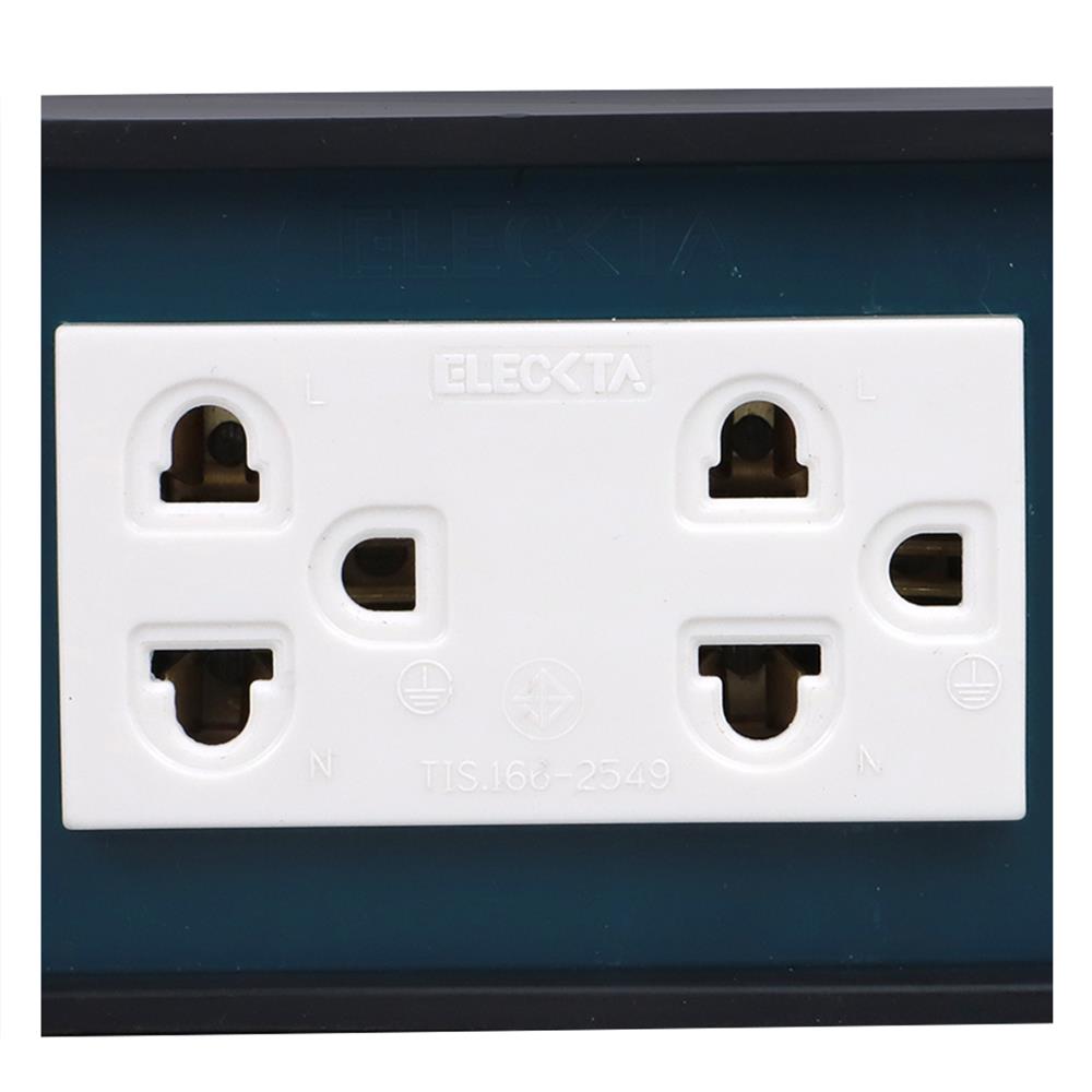 บล็อกยาง 2x4 พร้อมปลั๊กกราวด์คู่ 2 ช่อง ELECKTA V-093 สีเขียว