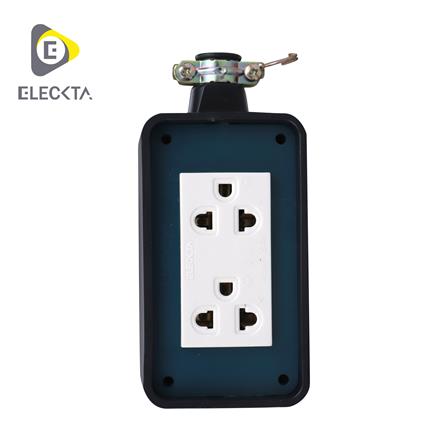 บล็อกยาง 2x4 พร้อมปลั๊กกราวด์คู่ 2 ช่อง ELECKTA V-093 สีเขียว