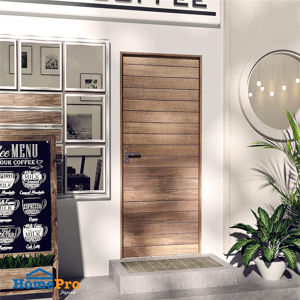 ประตูไม้แดงมาเลย์ AZLE ลายขวาง 80X200 ซม.