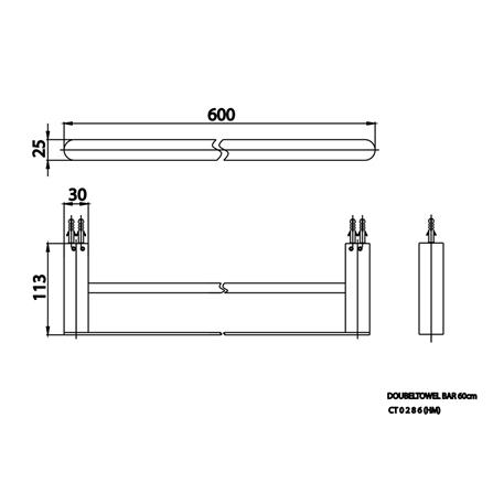ราวแขวนผ้าคู่ COTTO CT0286(HM) 60 ซม. สีโครม_1