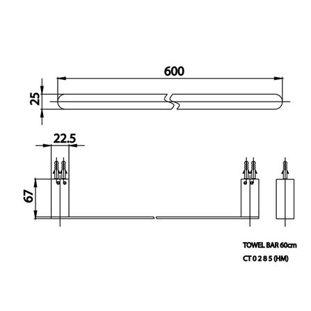 ราวแขวนผ้า COTTO CT0285(HM) 60 ซม. สีโครม_1