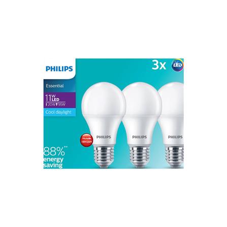 หลอด LED PHILIPS ESSENTIAL 11 วัตต์ DAYLIGHT E27 แพ็ก 3 ชิ้น_2