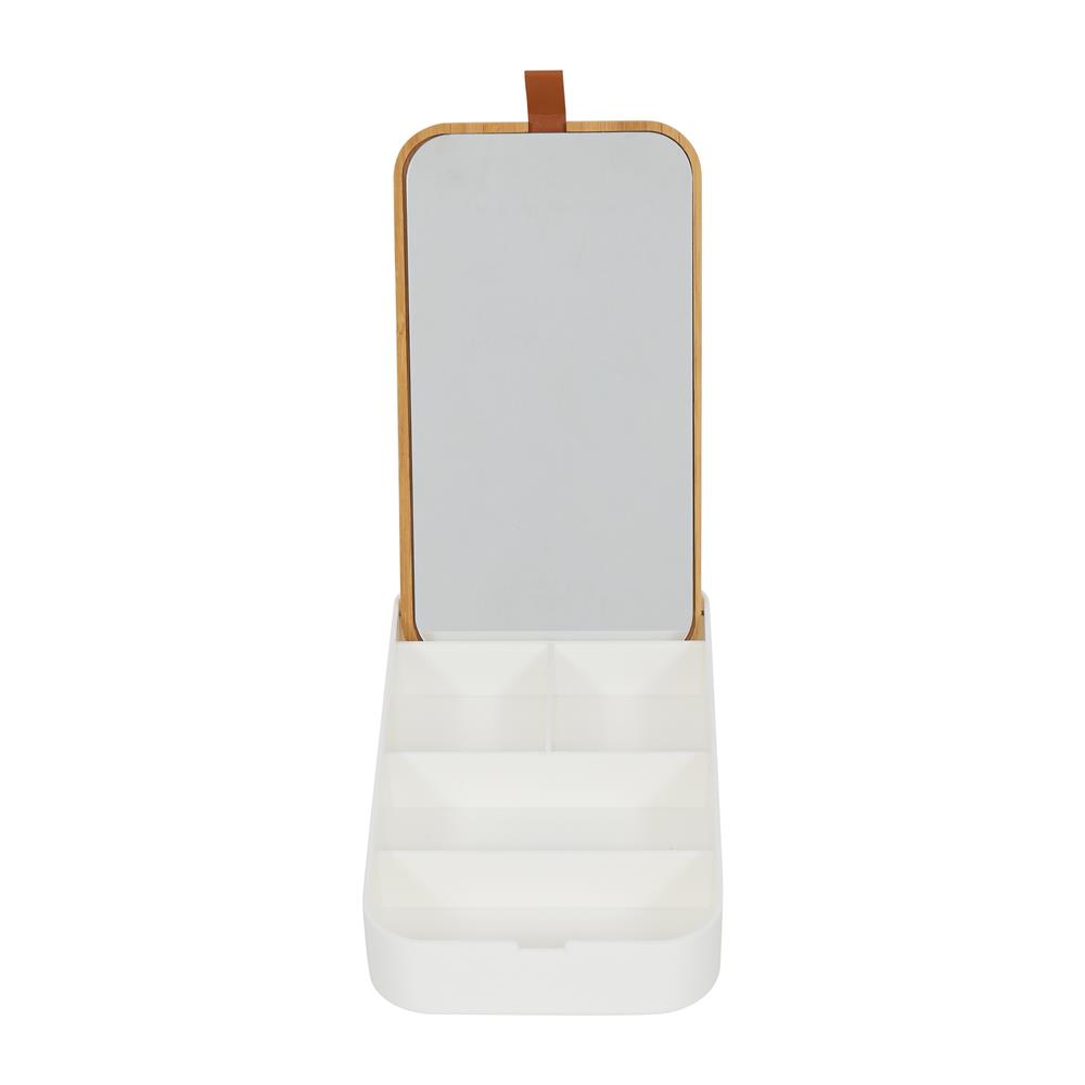 อุปกรณ์จัดเก็บเครื่องสำอาง กล่องไม้ พร้อมกระจก STACKO MOKU 23x13x3.8 ซม. สีขาว