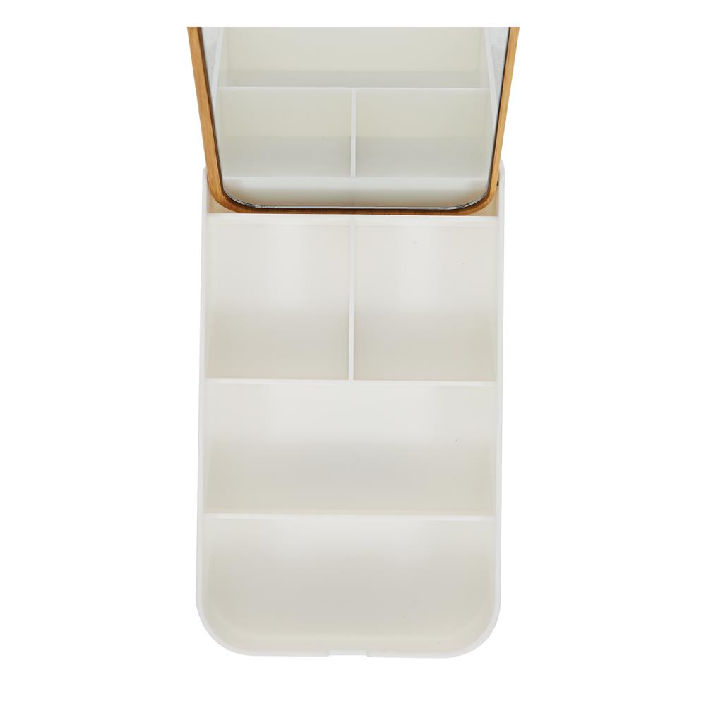 อุปกรณ์จัดเก็บเครื่องสำอาง กล่องไม้ พร้อมกระจก STACKO MOKU 23x13x3.8 ซม. สีขาว