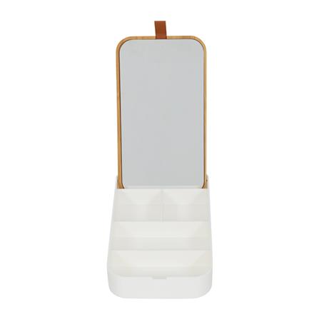 อุปกรณ์จัดเก็บเครื่องสำอาง กล่องไม้ พร้อมกระจก STACKO MOKU 23x13x3.8 ซม. สีขาว_1