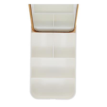 อุปกรณ์จัดเก็บเครื่องสำอาง กล่องไม้ พร้อมกระจก STACKO MOKU 23x13x3.8 ซม. สีขาว_3