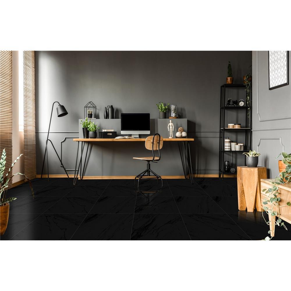 กระเบื้องพื้นพอร์ซเลน 60x60 ซม. CERGRES ซาโมเน่ แบล็ค A 1.44M2