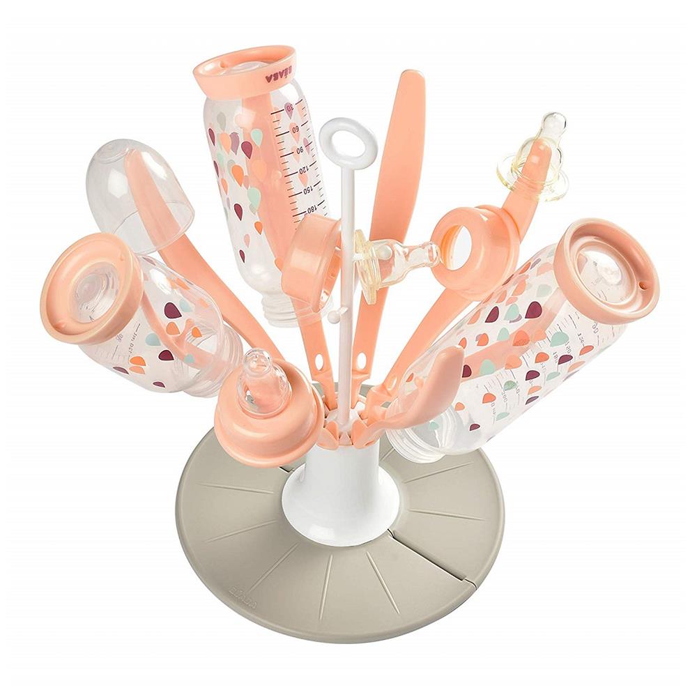 ที่คว่ำขวดนมพับได้ BEABA 6 ขวด สีชมพู