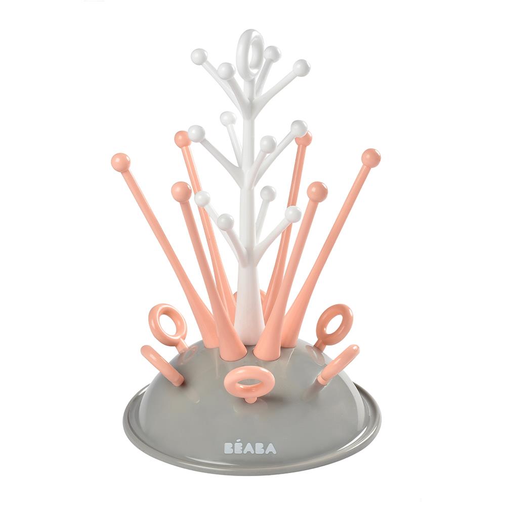 ที่คว่ำขวดนมและฝา BEABA 6 ขวด สีชมพู/ขาว