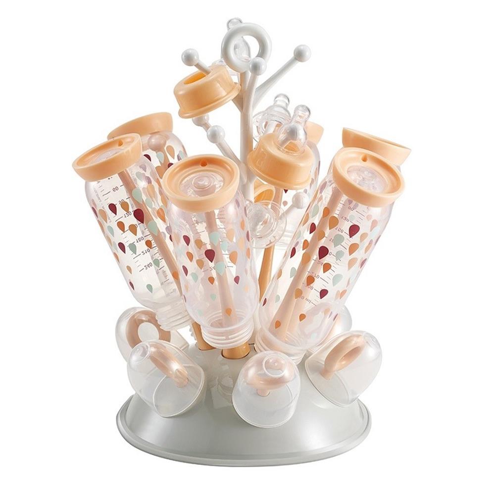 ที่คว่ำขวดนมและฝา BEABA 6 ขวด สีชมพู/ขาว