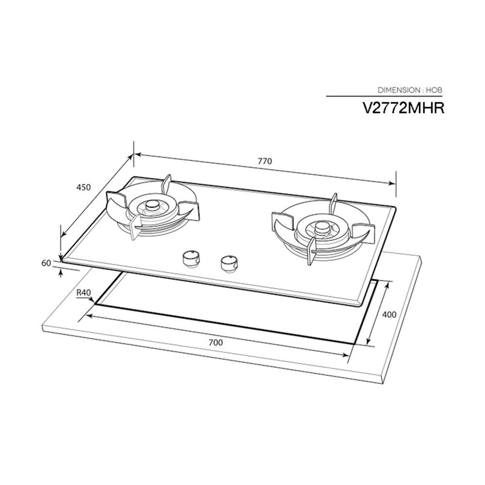 เตาฝังแก๊ส MEX V2772MHR 77 ซม.