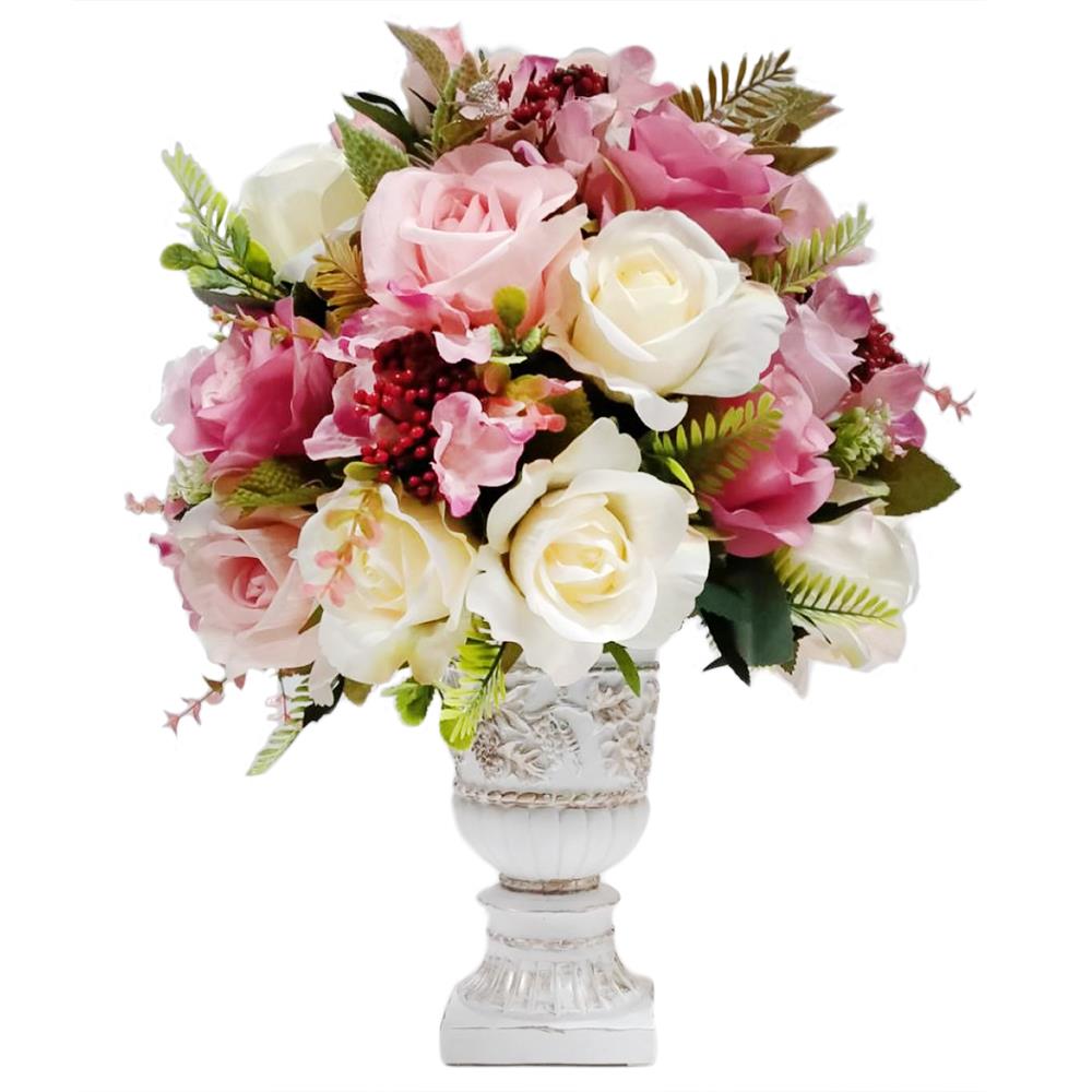 ดอกกุหลาบในแจกันโรมัน WACH 03 สีขาว/ชมพู