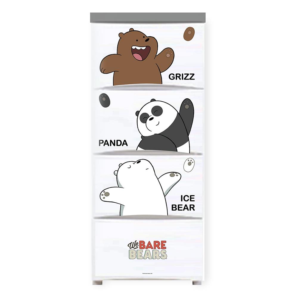 ตู้ลิ้นชัก 4 ชั้น STACKO WE BARE BEARS 34.5x41x85 ซม. สีขาว