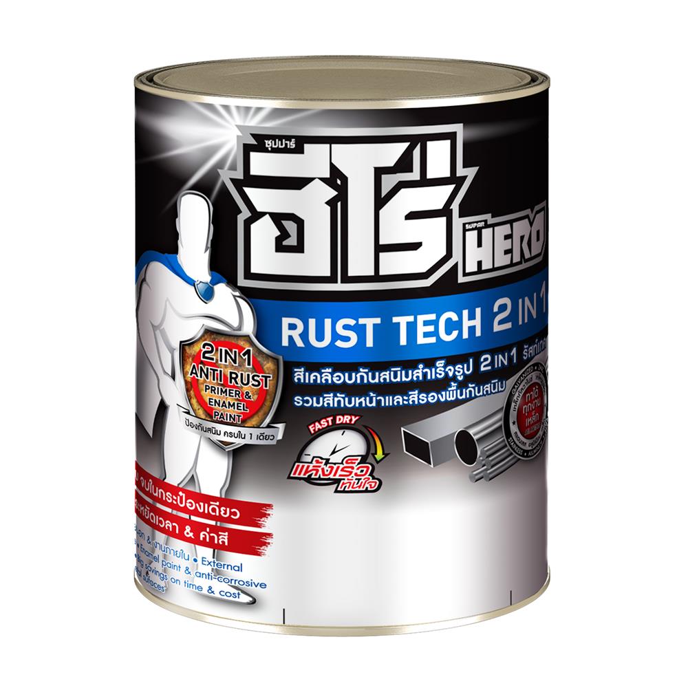 สีน้ำมันกันสนิม ชนิดด้าน WOODTECT HERO RUST TECH  H2-877 สีน้ำเงินเข้ม 1/4 แกลลอน