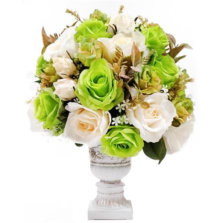 ดอกกุหลาบในแจกันโรมัน WACH 03 สีขาว/เขียว