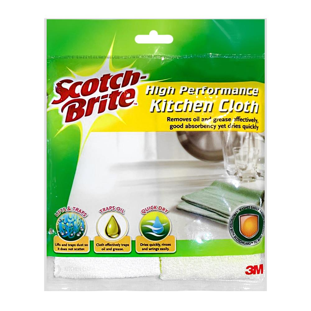 ผ้าไมโครไฟเบอร์ทำความสะอาดคราบมัน SCOTCH-BRITE 30x32cm สีขาว