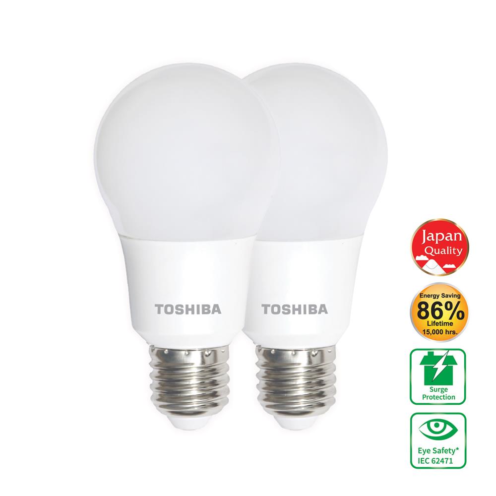 หลอด LED TOSHIBA A60 8 วัตต์ COOL WHITE E27 แพ็ก 2 ชิ้น