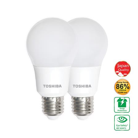 หลอด LED TOSHIBA A60 8 วัตต์ COOL WHITE E27 แพ็ก 2...