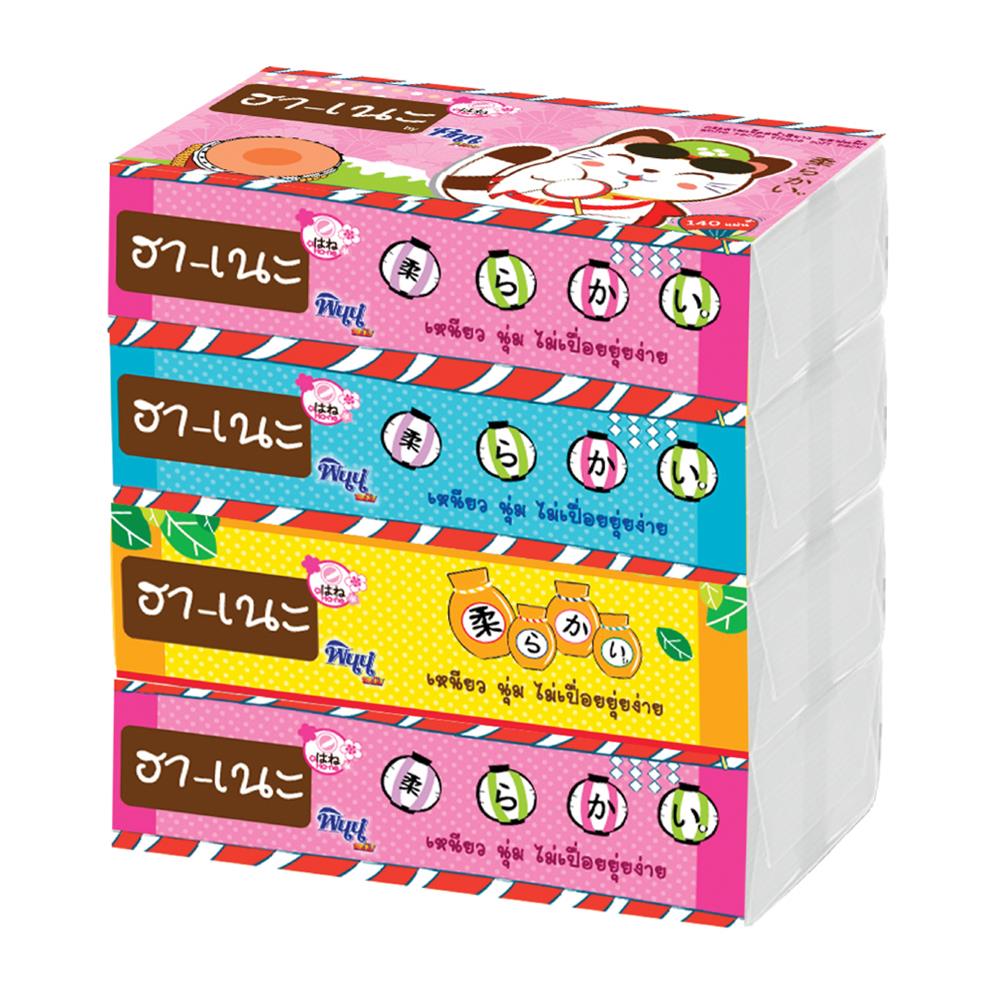 กระดาษเช็ดหน้า ฮาเนะ SOFT PACK 140 แผ่น แพ็ค4