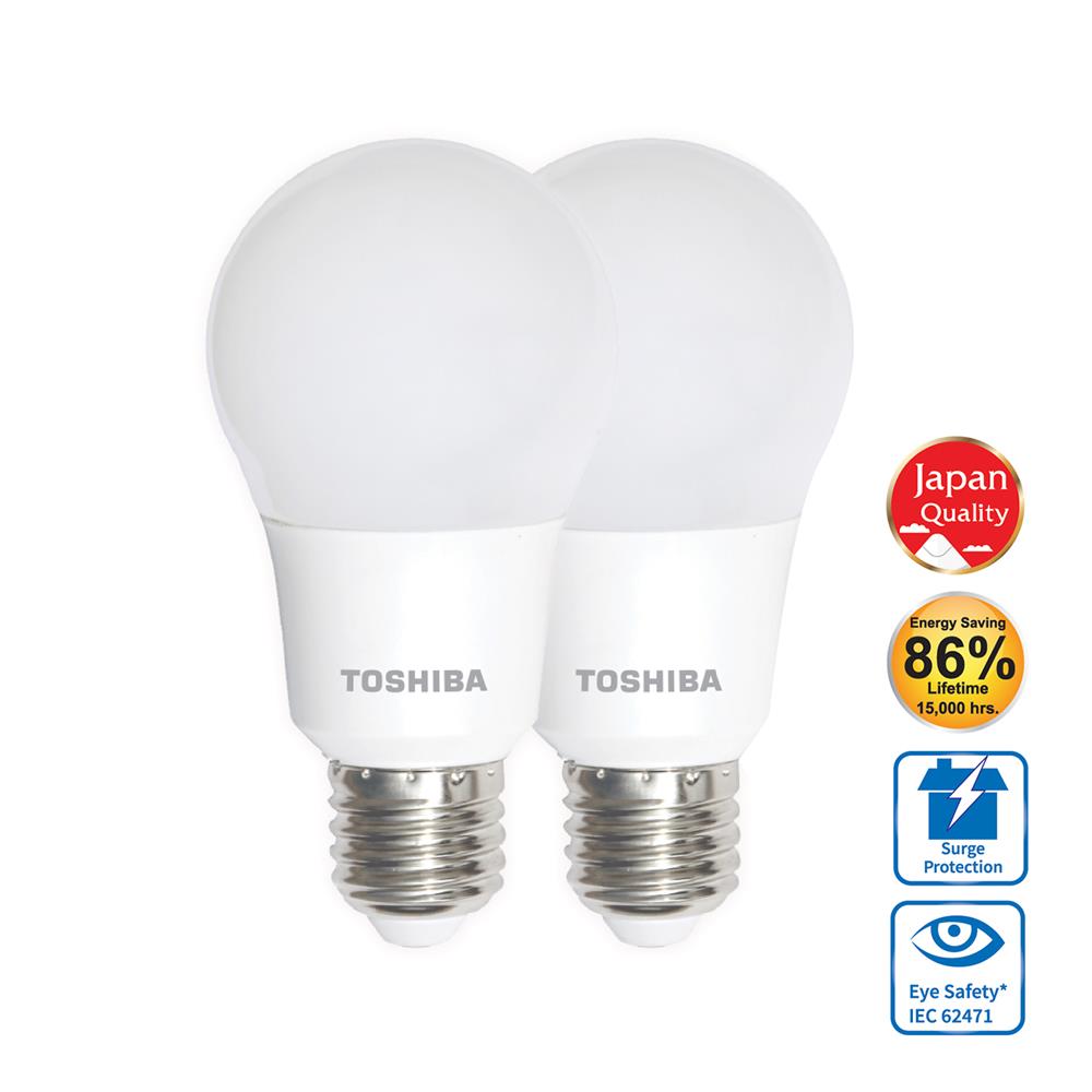 หลอด LED TOSHIBA A60 8 วัตต์ DAYLIGHT E27 แพ็ก 2 ชิ้น