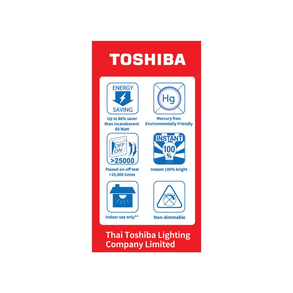 หลอด LED TOSHIBA A60 8 วัตต์ DAYLIGHT E27 แพ็ก 2 ชิ้น