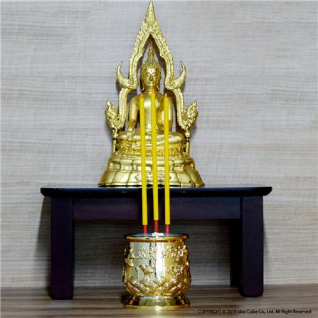 กระถางธูป LED 3 ดอก CLAIRE 28 ซม. สีเหลืองทอง_1