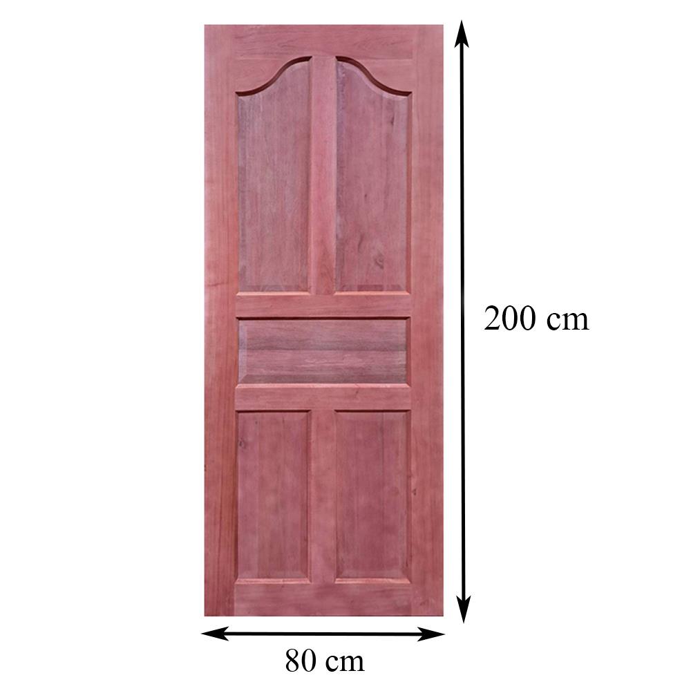 ประตูไม้เนื้อแข็ง AZLE 5 ฟักปีกนก 80X200 ซม. ไม่เจาะลูกบิด