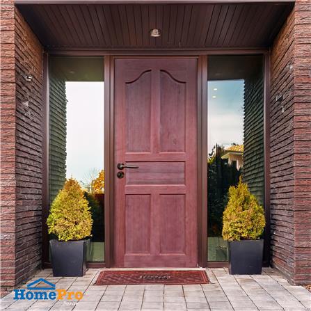 ประตูไม้เนื้อแข็ง AZLE 5 ฟักปีกนก 80X200 ซม. ไม่เจาะลูกบิด_2