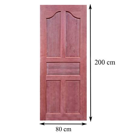 ประตูไม้เนื้อแข็ง AZLE 5 ฟักปีกนก 80X200 ซม. ไม่เจาะลูกบิด_4